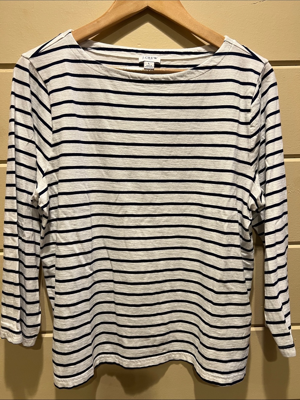 J. Crew Cream and Navy Striped Long-Sleeve Tee